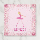バレリーナグリッター紙吹雪誕生日デザイン フェイバータグ (裏面)