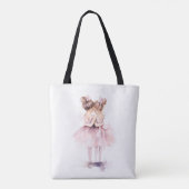 バレリーナシスターズハギングアートバレエ水彩画 トートバッグ (裏面)