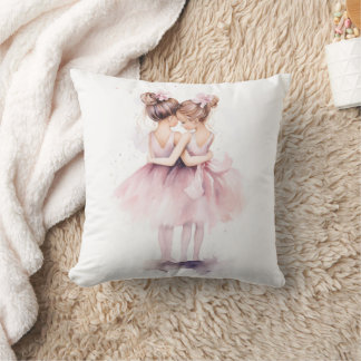 バレリーナシスターズハギングバレエ水彩ピンク クッション