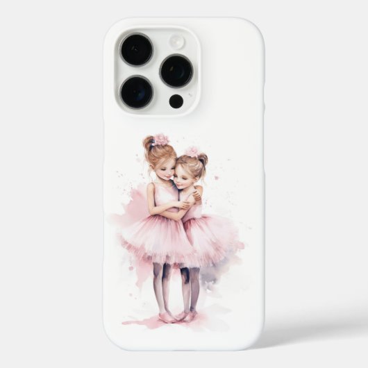 バレリーナシスターズ抱擁ピンクトチュフダンス Case-Mate iPhoneケース (裏面)