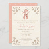 バレリーナシューズバレエベビーガールシャワー招待状 招待状 (正面/裏面)