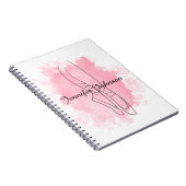 バレリーナシューズピンクの水色と名前 ノートブック (右側)