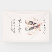 バレリーナシューズピンクベビーガールシャワーバックドロップ 横断幕 (横)