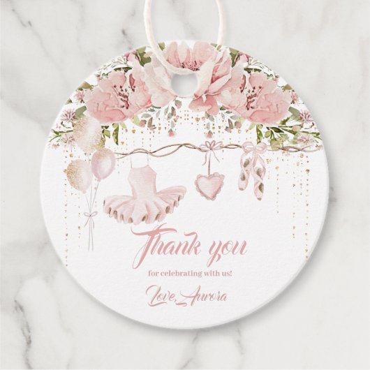 バレリーナシューズフローラダンスとトワイル誕生日 フェイバータグ (正面)