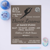 バレリーナシルエット、ダンス広告レッスン チラシ (シングル)