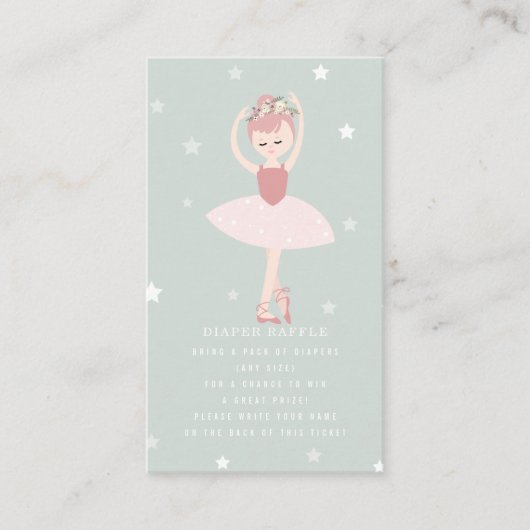 バレリーナスターズブルーベビーおむつラッフル エンクロージャーカード (正面)