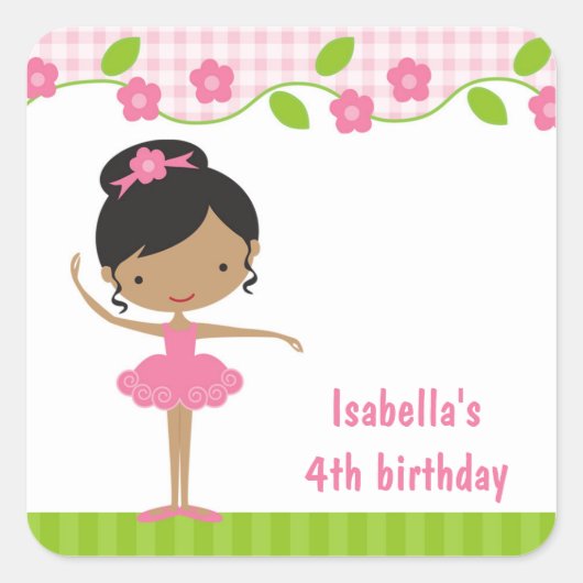 バレリーナステッカー スクエアシール (正面)