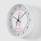 バレリーナスリッパーズバレエシューズダンサーピンクグレー 壁時計 (傾斜)