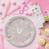 バレリーナス水彩赤面ピンク誕生日パーティー ペーパープレート (パーティー)