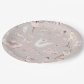 バレリーナス水彩赤面ピンク誕生日パーティー ペーパープレート (アングル)