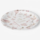 バレリーナス水彩赤面ピンク誕生日パーティー ペーパープレート (アングル)