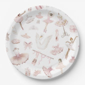 バレリーナス水彩赤面ピンク誕生日パーティー ペーパープレート (正面)