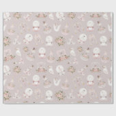 バレリーナス水彩赤面ピンク誕生日パーティー ラッピングペーパー (フラット)