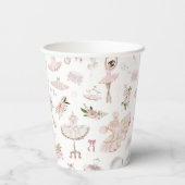 バレリーナス水彩赤面ピンク誕生日パーティー 紙コップ (裏面)