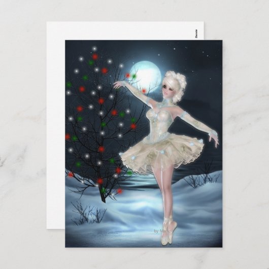 バレリーナダンサーの女の子：：クリスマスポストカード シーズンポストカード (正面/裏面)