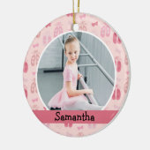 バレリーナダンサーフォトホリデーモノグラム セラミックオーナメント (左)