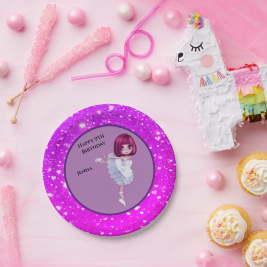 バレリーナダンサー「ハッピーバースデー」紙プレート ペーパープレート (パーティー)