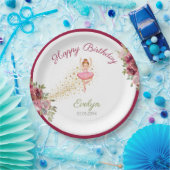 バレリーナダンサー|ピンクフローラバレエ誕生日 ペーパープレート (パーティー)