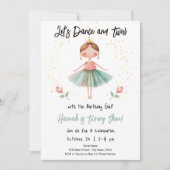バレリーナダンストゥウィル3rdバースデーガール 招待状 (正面)