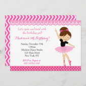 バレリーナダンスバースデーパーティーの招待 招待状 (正面/裏面)