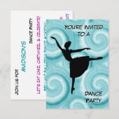 バレリーナダンスパーティーの招待状 招待状 (正面/裏面)