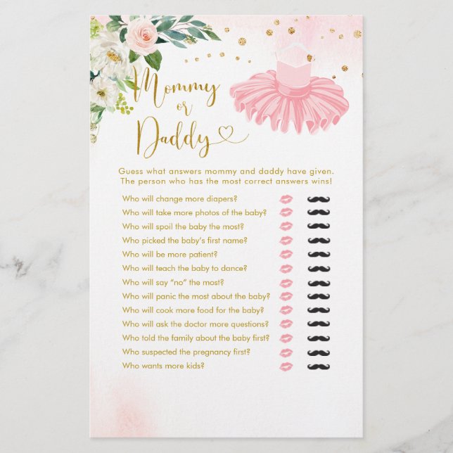 バレリーナツチュベビーシャワーママまたはパパ (正面)