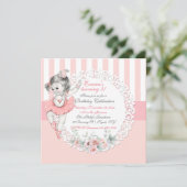 バレリーナトゥトゥバレーピンクホワイトストライプレース 招待状 (スタンド正面)