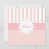 バレリーナトゥトゥバレーピンクホワイトストライプレース 招待状 (裏面)