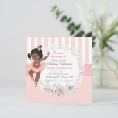 バレリーナトゥトゥバレーピンクホワイトストライプレース 招待状 (スタンド正面)