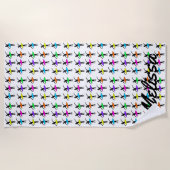 バレリーナネオンタスシルエットバレエダンサー ビーチタオル (正面)