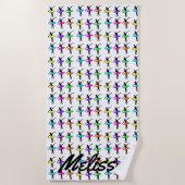 バレリーナネオンタスシルエットバレエダンサー ビーチタオル (正面)