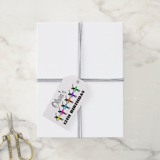 バレリーナネオンバレエダンサーのダンスバースデーパーティー ギフトタグ (より糸付き)