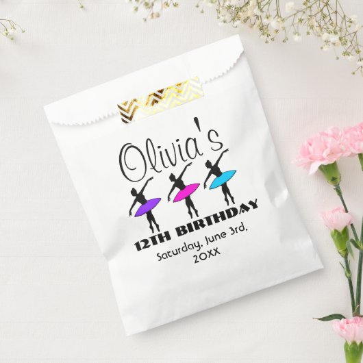 バレリーナネオンバレエダンサーのダンスバースデーパーティー フェイバーバッグ (封をした状態)