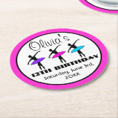 バレリーナネオンバレエダンサーのダンスバースデーパーティー ラウンドペーパーコースター (アングル)