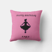 バレリーナハッピーバースデーピンク装飾用クッション。 クッション (裏面)