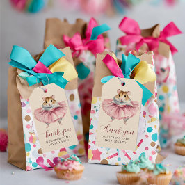 バレリーナハムスターの女の子の誕生日感謝 ギフトタグ