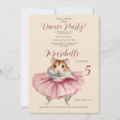 バレリーナハムスターガールズバースデーパーティー 招待状 (正面)