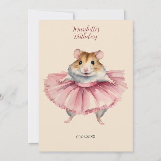 バレリーナハムスターガールズバースデーパーティー 招待状 (裏面)
