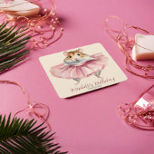 バレリーナハムスターガール誕生日感謝 スクエアペーパーコースター