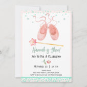 バレリーナバレエのスリッパ3rdバースデーガール 招待状 (正面)