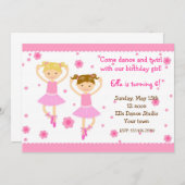 バレリーナバレエダンサーバースデーパーティ招待状 招待状 (正面/裏面)