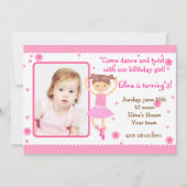 バレリーナバレエフォトバースデーパーティ招待状 招待状 (正面)