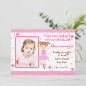 バレリーナバレエフォトバースデーパーティ招待状 招待状 (スタンド正面)