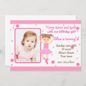 バレリーナバレエフォトバースデーパーティ招待状 招待状 (正面/裏面)