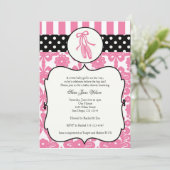 バレリーナバレエベビーシャワー招待状 – ピンク 招待状 (スタンド正面)