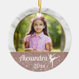 バレリーナバレエ女子エレガントピンクグリッターダンス セラミックオーナメント