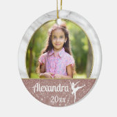 バレリーナバレエ女子エレガントピンクグリッターダンス セラミックオーナメント (左)