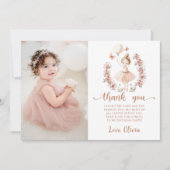 バレリーナバレエ誕生日写真サンキューカード サンキューカード (正面)