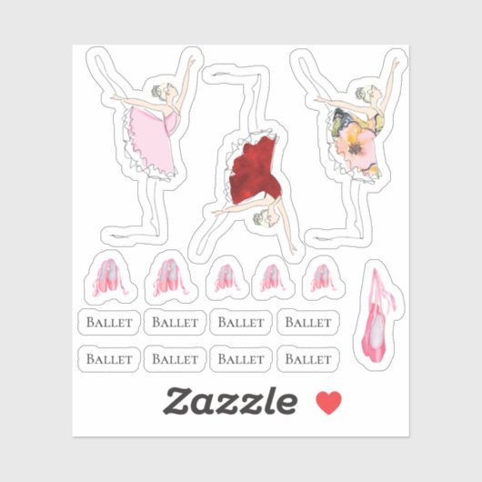 バレリーナバレエ靴の女子日記学校 シール (シート)