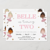 バレリーナバースデーパーティーの招待 招待状 (正面/裏面)